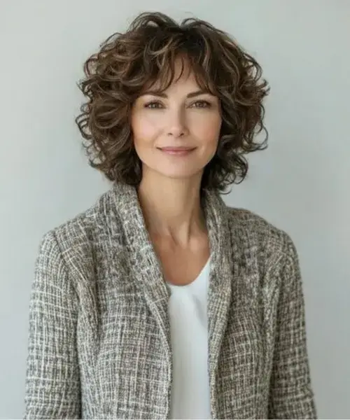 A Side Part With Voluminous Curls