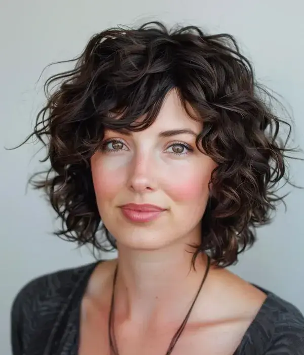 Curly Shaggy French Bob