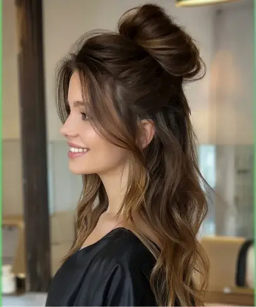 Half Up, Half Down Messy Bun
