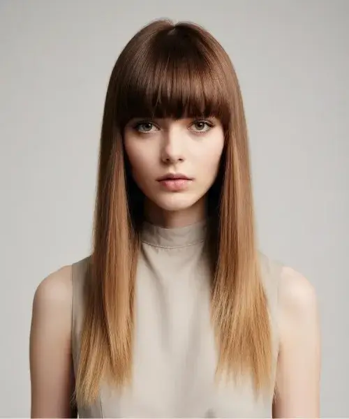 Long, Straight-Across Bangs