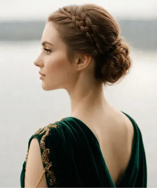 Messy Bun with a Braid Crown