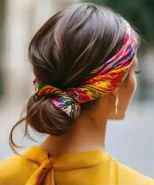 Messy Bun with a Hair Scarf