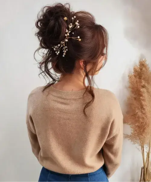 Messy Bun with Accessories