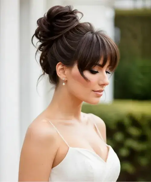 Messy Bun with Bangs