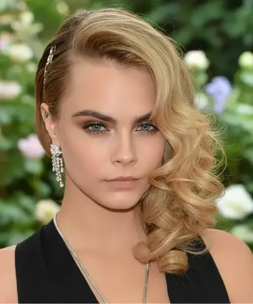 Natural Side-Swept Curls