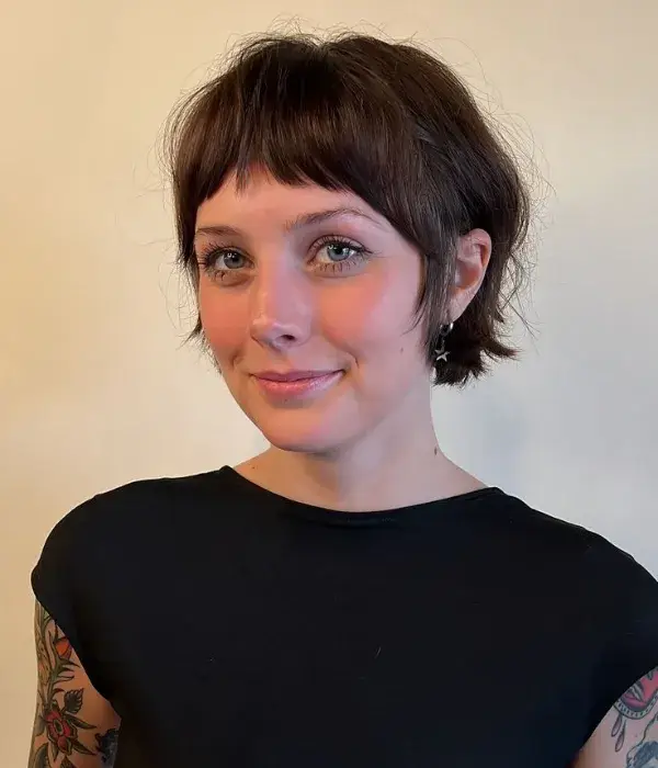 Shaggy French Bob with Bangs