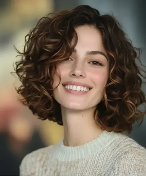 Shoulder-Grazing Bob with Tight Curls