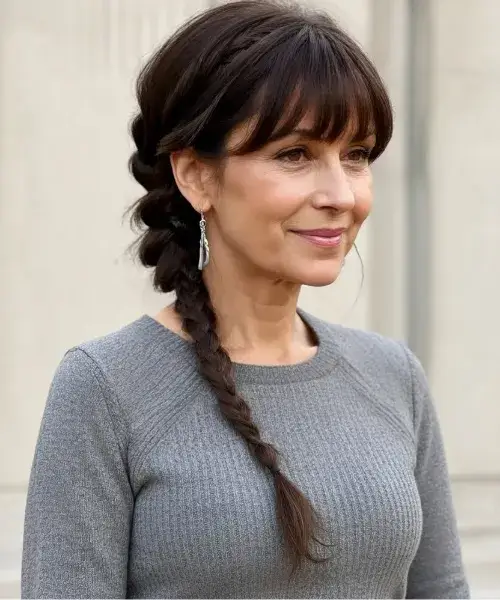 Side Braid with Bangs
