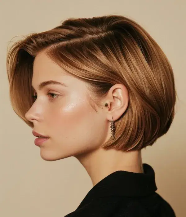 Sleek Bob with Tucked-Behind-Ear Style