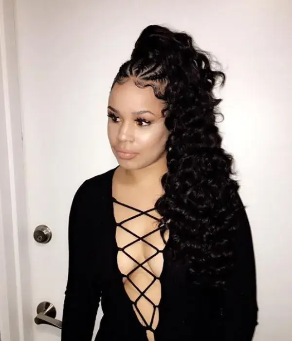 Feed-ins With Curly Ponytail Ends