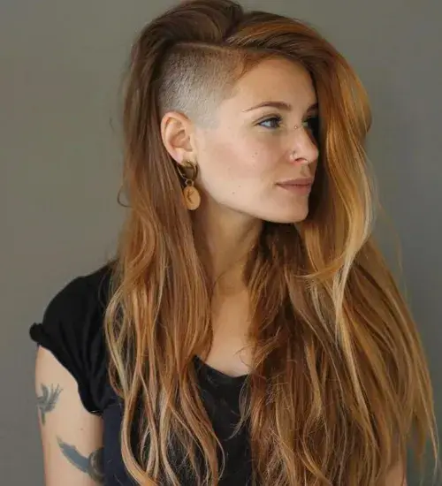 Half Shaved Long Blonde Hair
