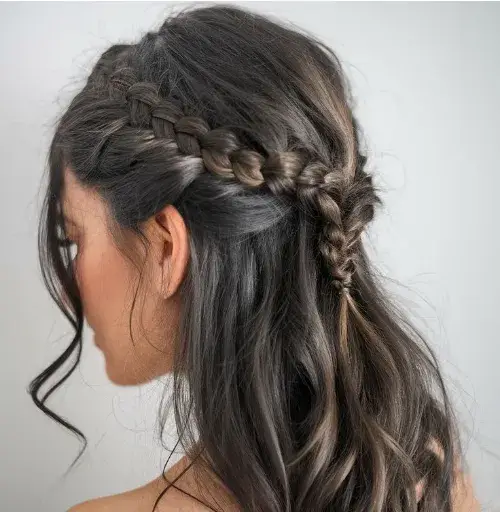 Half-Up Twist Braid Style