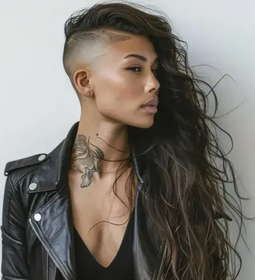 Long Hair One Side Shaved