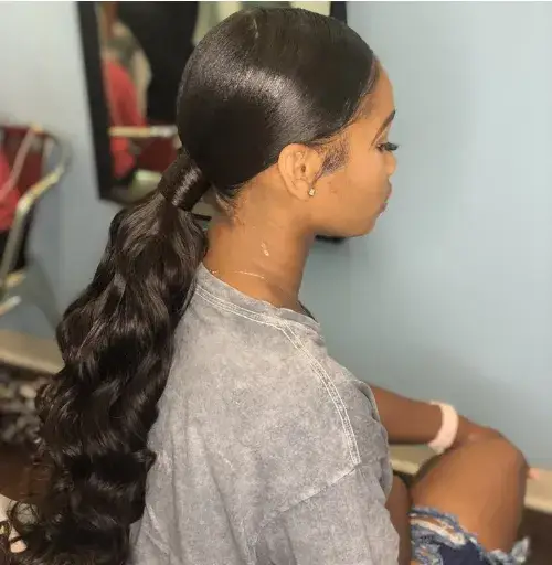 Low Ponytail with Middle Part
