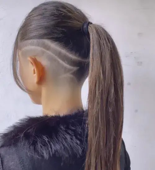 Shaved Long Hair with Undercut Designs