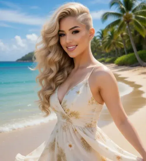 Shaved with Long Beachy Waves