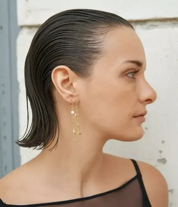 Slicked-Back Hair Parting Style