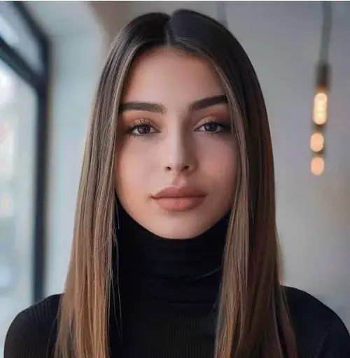 Straight Hair with Middle Part