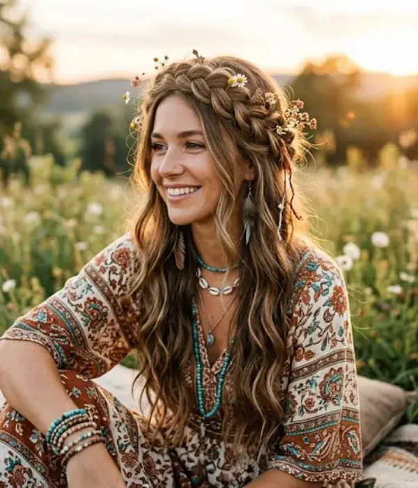 Half-Up Crown Braid Style