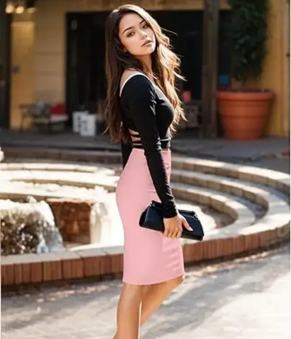 Pencil Skirt with Knit Top