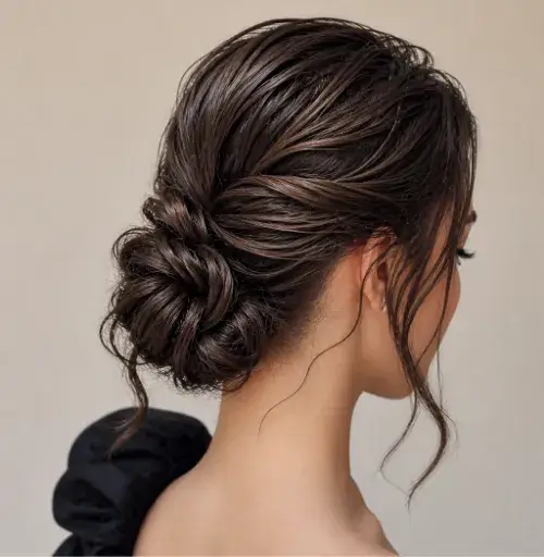 Quick Wet Hairstyle Romantic Side Twist Bun