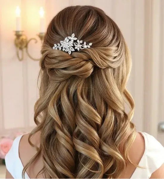 Romantic Half-Up With Loose Curls