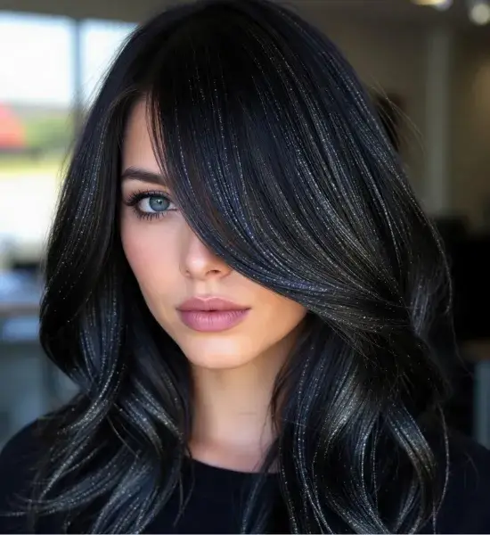 Shimmering Black Tinsel