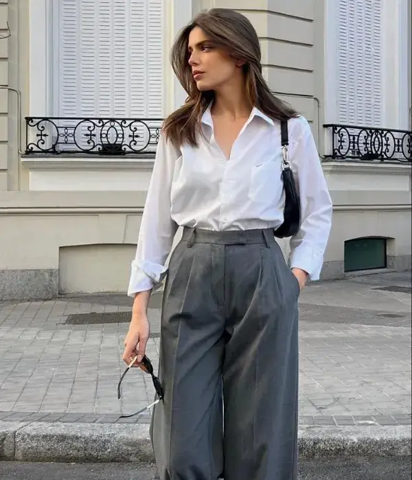 White Shirt with Pastel Trousers